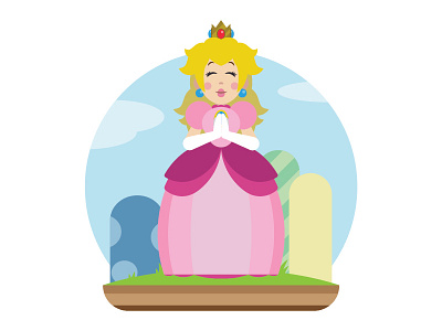 Timid Toadstool illustration mario nintendo pastel peach