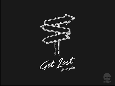 Serengetee - get lost adventure apparel arrow signs branding get lost hand drawing illustration line art serengetee signs travelling tshirt design