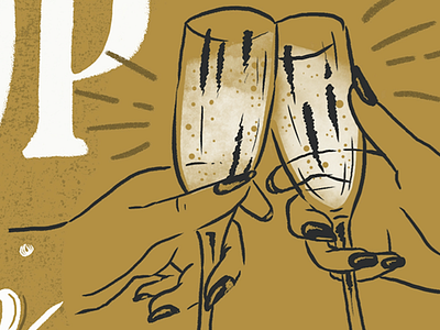 Cheers champagne clink fizz illustration new year new years