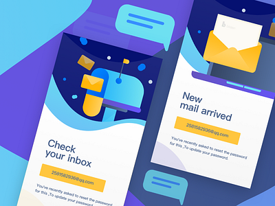 New start page display, e-mail reminder. 2018 2018 colors graphic illustration splashpage ui vector web