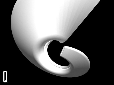 3D Alphabet - Q 3d abstract alphabet bw q side project typography