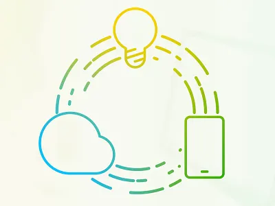 Idea, to Cloud, to Mobile cloud gradient graphic mobile