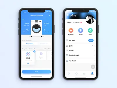 Control-&-personal-center app control data icon iphone x profile program smart smart home ui washing washing machine