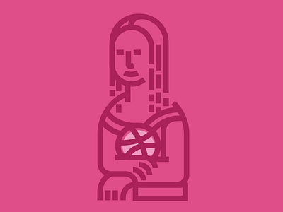 Monalisa-Dribbble debut designer dribbble firstshot graphicdesign lineart minimal monalisa