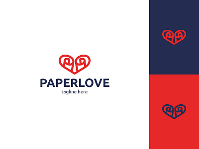 Paper Love Logo / Heart / Letter blue book heart letter logo love newspaper paper red sheet