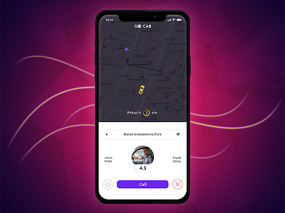 Taxi Finder App Screen For iOS graphicdesign iphonex mobileapplicationdesign photoshop taxiapp uidesign