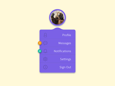 #027 Dropdown bear colorful dailyui design dropdown profile simple ui ux