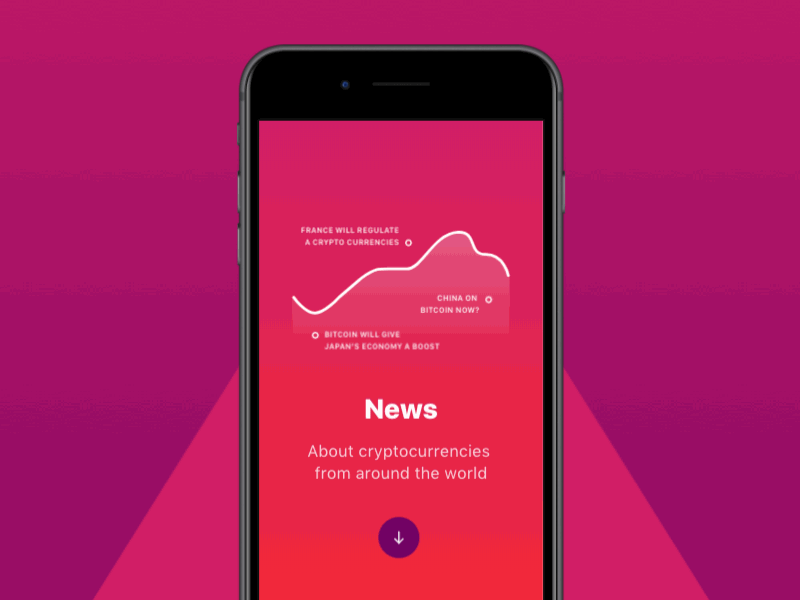 Cryptocurrencies — News and hype app application bitcoin crypto currency design framer framerjs interface mining mobile ui