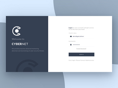 Cybernet sign in ui ux visuals web