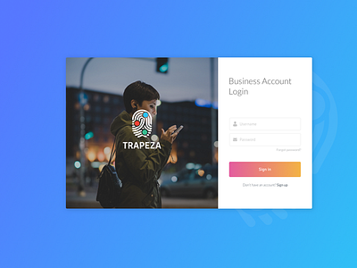 Trapeza Login Page app design login responsive sign in sign up web app