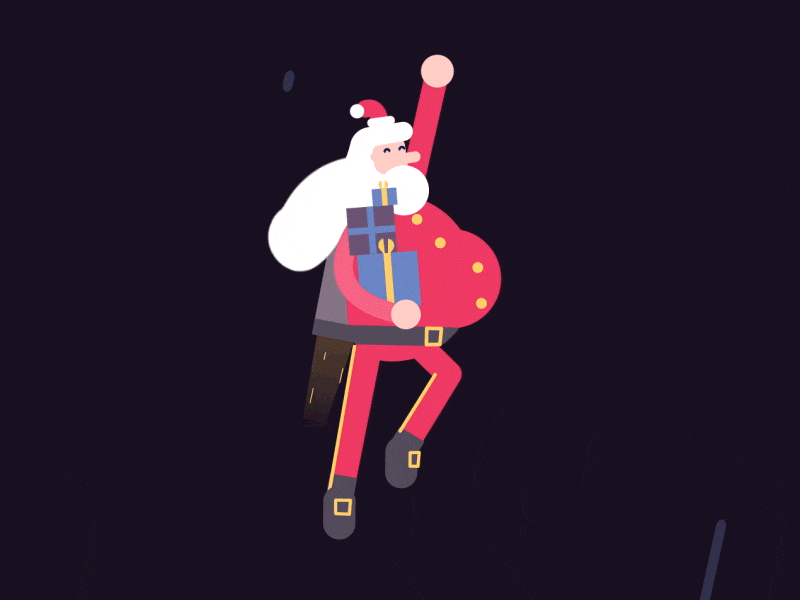 Flying Santa Animation christmas flat flight hair illustration jet pack presents santa space xmas