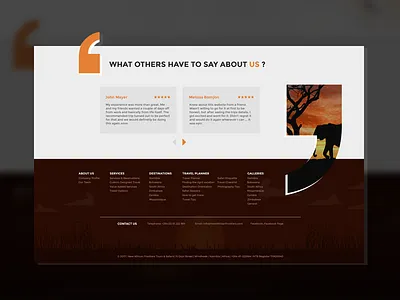 Africa Tours website africa footer home page testimonials tours travel trips ui ux web design website
