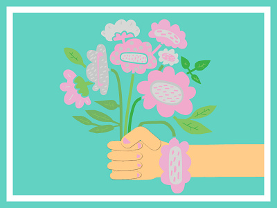 Bouquet flowers hand handdrwan