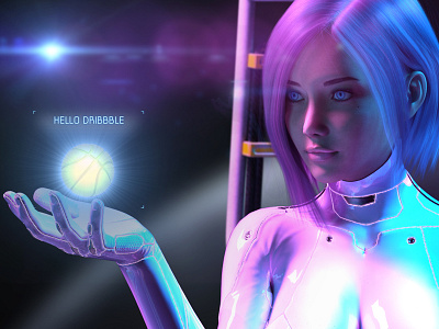 Hello Dribbble ! 3d art cgi character dribbble flare hello render space