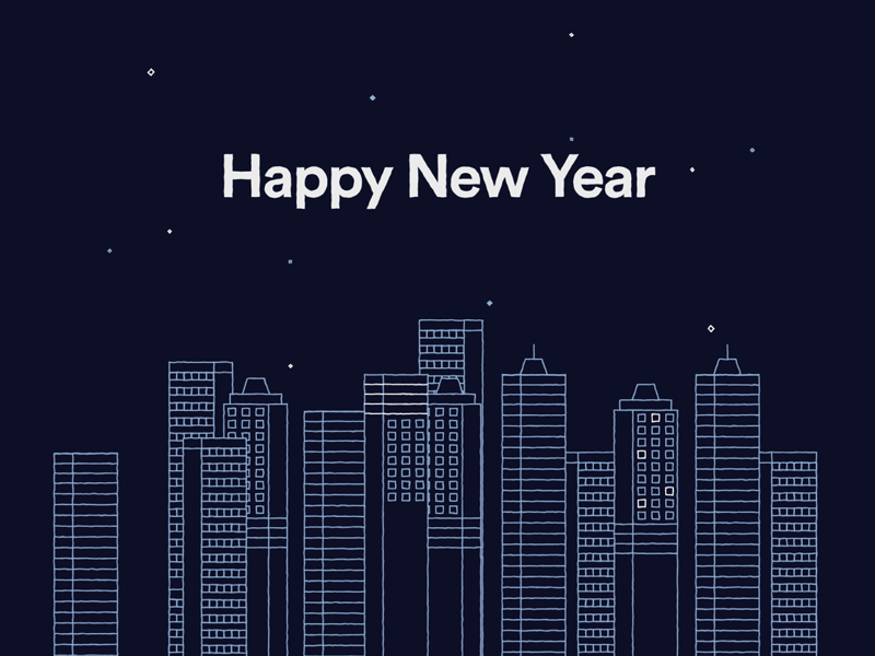 Happy New Year (And all that new year new me bullshit) 2d animation buildings fireworks flat illustration line motion design