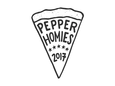 Pepper Homies Logo black and white hand illustrated handwriting logo pizza