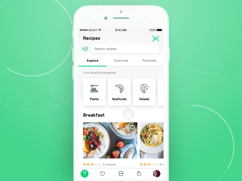 Recipe App - Interaction animation app food interaction ios mobile principle prototype recipe recipes ui ux