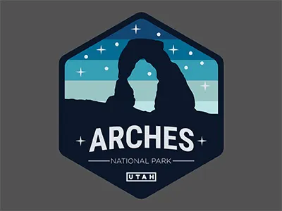 Arches at Night Badge arches badge national park patch
