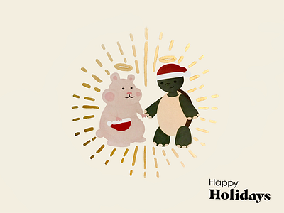 Greetings from the Other Side card christmas drawing hamster holidays illustration pets turtle