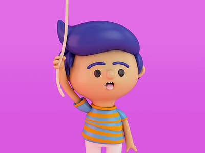 The balloon child 3d balloon c4d character children illustration