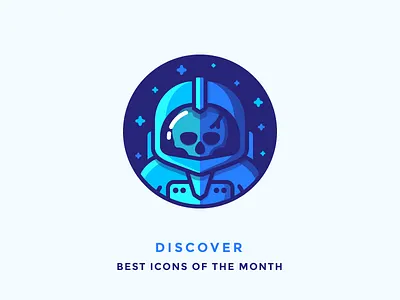 Best Icons Of The Month! astronaut cosmonaut cosmos dead icon illustration outline skull space spaceman spacesuit stars