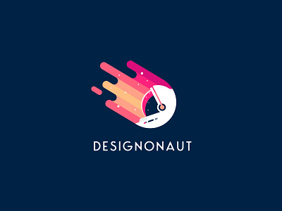 Designonaut Logo - Opt 2 astronaut character designer falling star galaxy logo magic mascot meteor space star