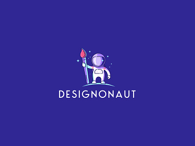 Designonaut Logo Design astronaut character designer galaxy logo magic mascot space star