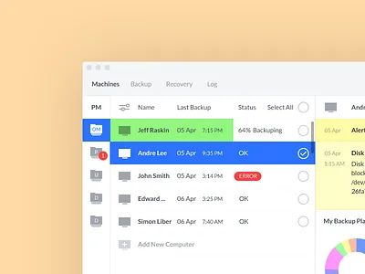 Acronis. Design the desktop application. app dashboard design desktop mac os ui ux