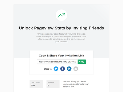 CakeResume Referral Program invite referral program share social shares