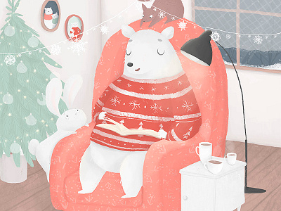 Happy New Year!!! bear christmas cocao cozy friends polar snowflakes tree