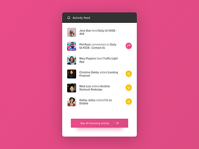 Daily UI #047 - Activity Feed activity app daily dailyui dribble feed list ui ux