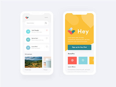 Hey Chat UI layouts app chatbot design messenger mobile social ui