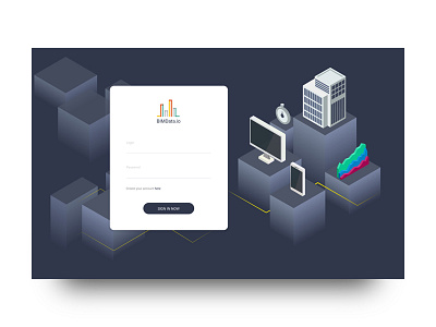 Sign in BIMData bim building isometric login ui ux