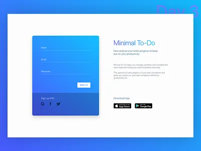 Daily UI Challenge: Day 3 - Sign Up Page app store daily ui challenge day 3 minimal to do minimalistic play store sign up page ui user experience design user interface design ux web site