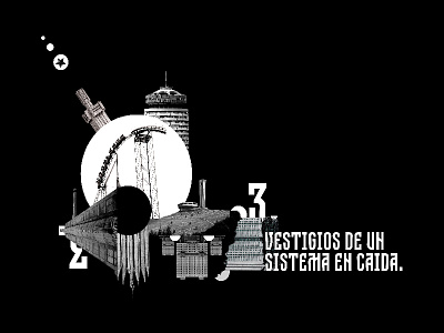 Vestiges of a fallen system abstract architecture art artwork black and white building collage concept dark design digital photoshop
