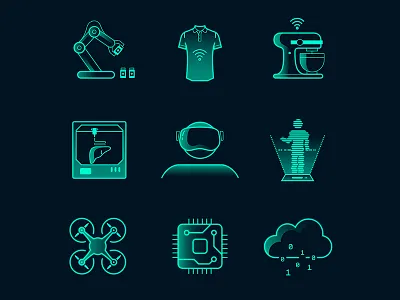 Technology Icons 3d printing augmented reality future gradient hologram icon icons neon outline smart technology technology the cloud