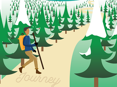 New Year, New Journey hiking hills holidays illustration journey mountain pine tree snow sunrise trailhead walk winter