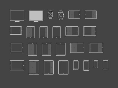 Dark iOS Scaling Matrix dark device icon ios ipad iphone outline tv watch