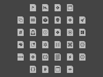 File Type Icons in Dark dark file filetype flat icon outline
