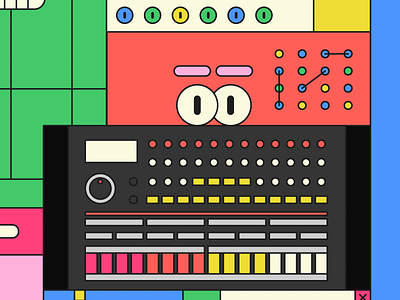 #UnPósterAlDía 3 808 design drum machine eyes music