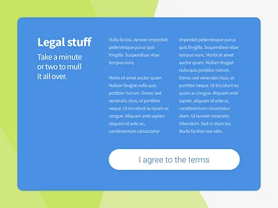 Legal stuff 089 agreement blue dailyui green legal terms terms of service text