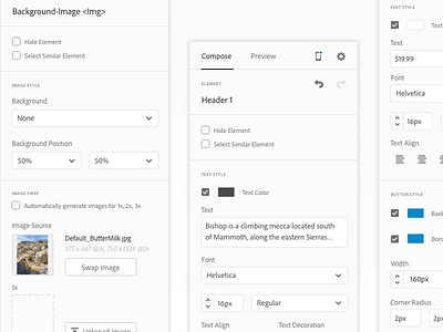 Right Rail Properties Thumbnail authoring controls editor rightrail ui ux