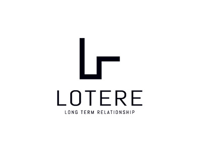 LOTERE identity logo minimal monotone relationship step term