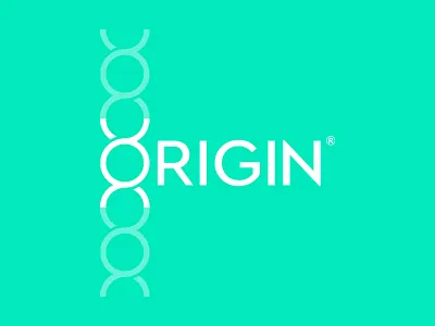ORIGIN (Genetic test logo) 2d ancestry branding dna genetic helix logo magnifying glass medical origin science search
