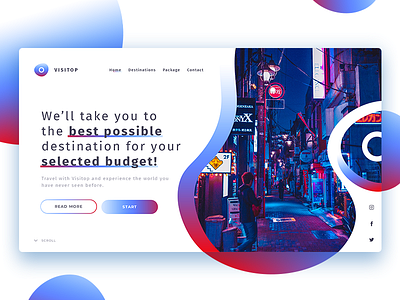 Visitop Landing Page blue decom landing modern page red travel ui ux world