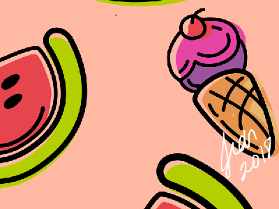 Watermelons & Icecream aesthetc cherry cute desserts fruits harajuku ice cream kawaii kawaii pattern summer pattern sweets watermelons