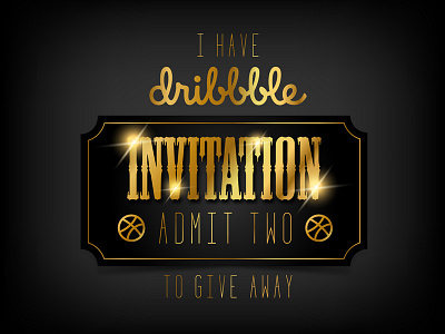 2 Dribbble Invitation black dribbble gold invitation invite logo shine ticket