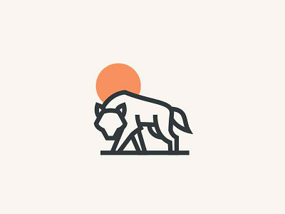 wolf animal icon logo strong sun wolf