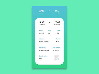 Boarding Pass app boarding pass design flight interface travel travelr ui uinspire ux