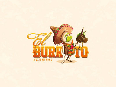 El Burrito brand burrito character color design eat food illustration logo mexican restaurant taco